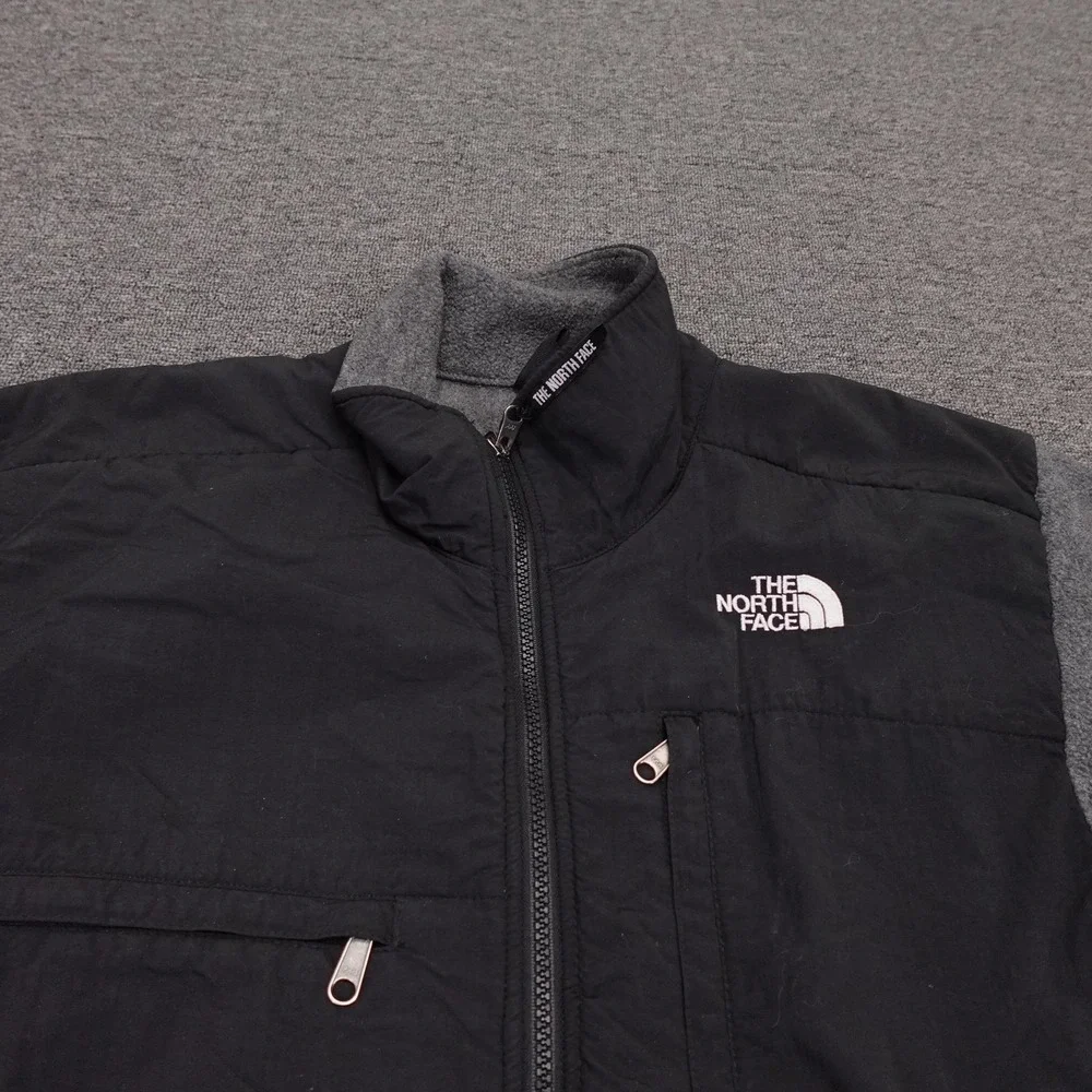 The North Face Jacket Mens Large Gray Black Denali Fleece Full Zip Pockets